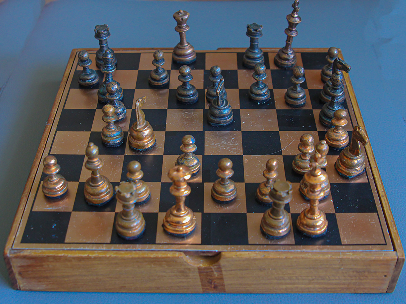 Old Copper Chess Set