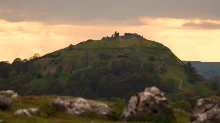 Castle Dinas Bran with a rocky foreground