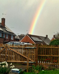 Rainbow with the shower