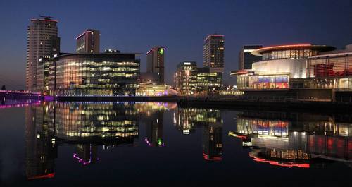 Winter evening at Salford Quays