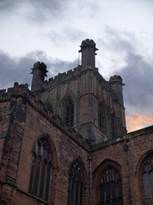 Chester Cathedral with added sky.