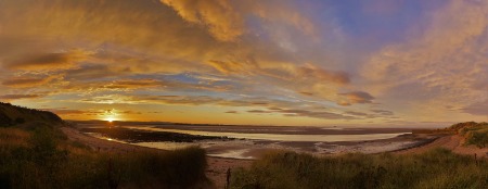 Sunset over Budle Bay towards Holy Island