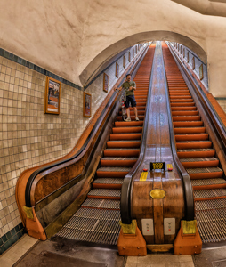 Wooden Escalator Of St Anna Tunnel