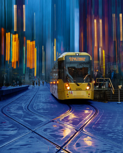 Night Tram In The Blue Hour