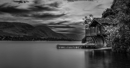 Ullswater Boathouse Monochrome