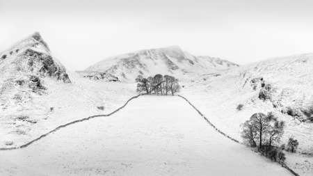 Snowy Hill On A Misty Morning