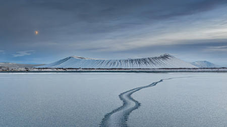 Hverfjall With Moon