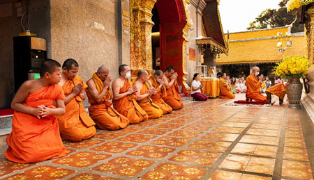 Monks  Blessing At Doi Suthep