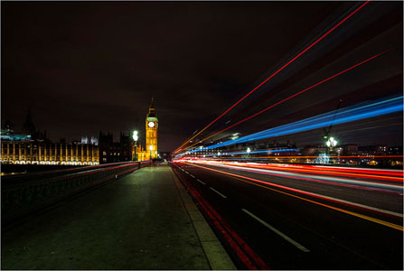 Late Night Bus Over Westminster Bridge