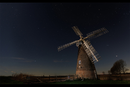 Hardley Wind Pump In The Moonlight.