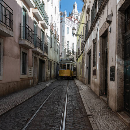 Lisbon Tram In The Back Streets