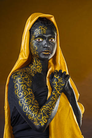 Beauty In A Gold Scarf 8356