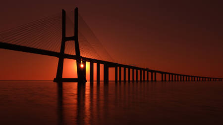 Vasco Do Gama Bridge After Sunrise