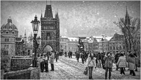 Charles Bridge Prague In Winter