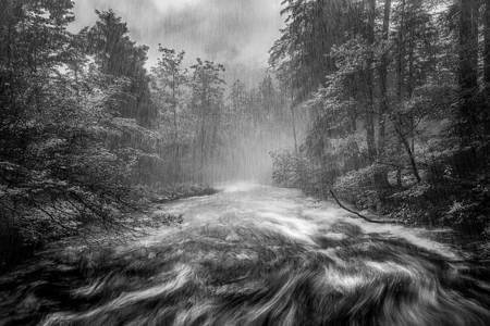 River Traun With High Water Level