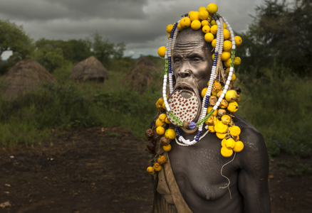 Old Mursi Lady Wth Lip Plate
