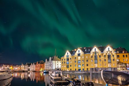Aurora Borealis Over Aalesund