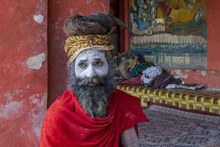 Hindu Monk In Red