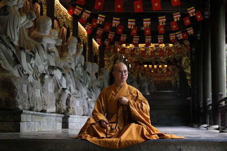 Monk At Bah Ninh Pagoda