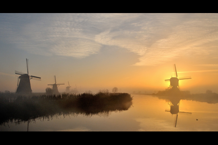 Sunrise At Kinderdijk