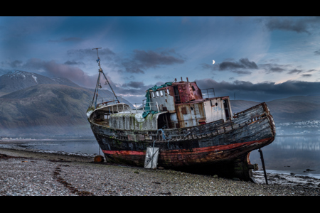 Corpach Wreck By Moonlight