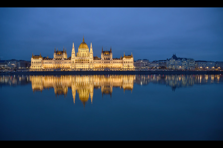 Budapest Reflection In Danube