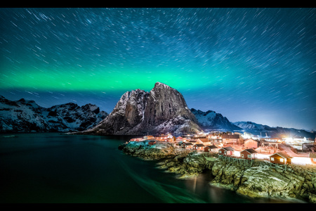 Star Trails Under The Aurora, Lofoten Islands, Norway