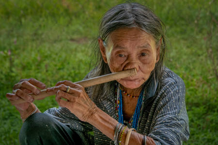 Traditional Nose Flute Player