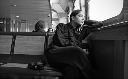 Young Woman On A Ferry