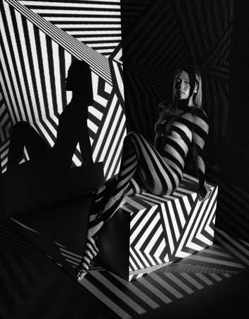 Sitting Girl With Lines