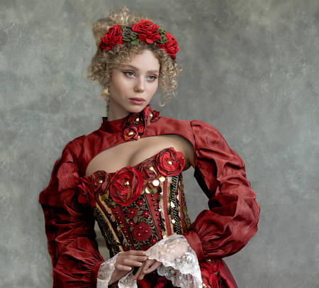Red Roses On Her Hair