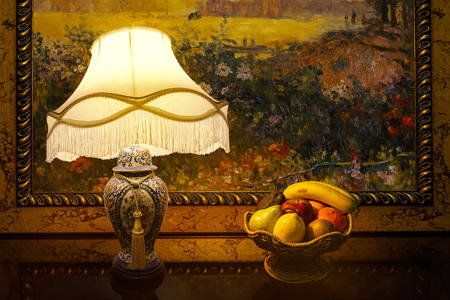Table Lamp And Fruit