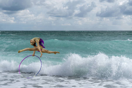 Gymnast In Sea