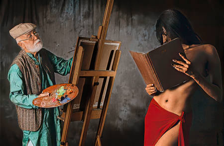 Painting A Lady Holding Book 2442