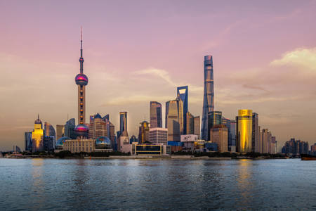 Shanghai At Sunset