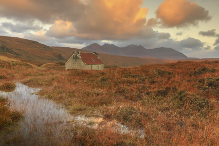 Bog cottage in the Scottish highlands
