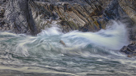 Crashing waves shot at a remote beach in Donegal