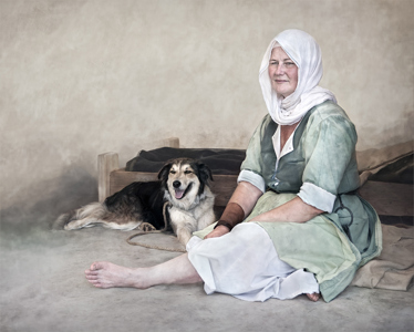 Medieval lady and dog