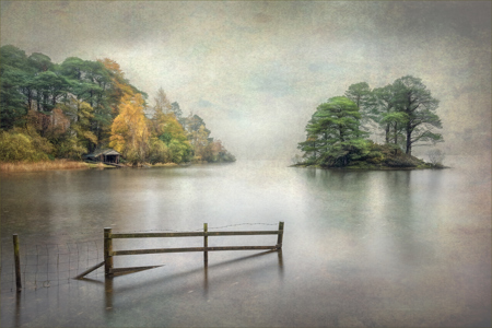View on Lightbox Otter Island Derwent water
